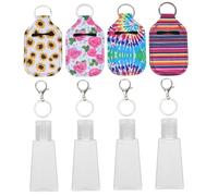 DRESSOOS Empty Lotion Bottle Holders 30ml Neoprene Trapezoidal Bottle Covers with Lobster Clasps Keychain Attachment for Liquid Toiletries and Hand Washing Stroller Use Random Color