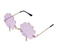 DRESSOOS Funny Seashell Shaped Frameless Sunglasses for Women and Teens, Purple PC Decorative Glasses with Chic Style, for Beach Party and Vacation Use