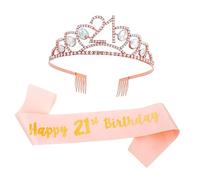 DRESSOOS Girl's Birthday Crown Set Party Sash Tiara Crown Party Decorations Photo Prop