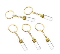 DRESSOOS Glass Bottle Keychain Pendant Refillable Miniature Bottles 5pcs Small Hanging Perfume Vials Tiny Jars Zinc Alloy Key Ring Golden
