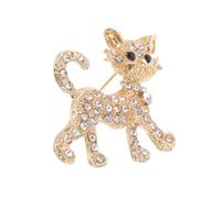 DRESSOOS Golden Alloy Cat Brooch Pin with Rhinestone Accents, High Gloss Finish for Versatile Styling on Sweaters and Coats, Cute Cartoon Kitten Accessory for Women