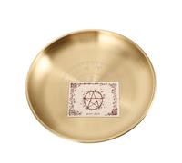 DRESSOOS Golden Stainless Steel Divination Plate for Tarot and Astrology Use with Unique Altar Board Design, Multifunctional Lighting Candle Holder and Offering Tray for Spiritual Practices