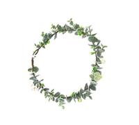 DRESSOOS Green Leaf Garland Headband Handmade Hair Accessory Plastic Lifelike Leaf Design for Women Bride for Wedding and Photography
