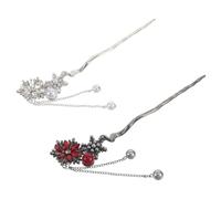 DRESSOOS Hair Sticks Practical Fit 2pcs Chinese Vintage with Frosted Motif, Rhinestone and Metal Material, Sturdy Hair Stick Design Complements Traditional Chinese Attire and Modern