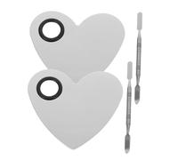 DRESSOOS Handheld Cosmetic Mixing Palette Set of 4 Stainless Steel Foundation Makeup Ring with Mixing Stick Heart-shaped Design for Nail Art and Makeup Professionals