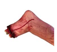 DRESSOOS Hyper-realistic Broken Foot with Skin-like Feel, Red Rubber Severed Foot Prop for Halloween and Dressing Parties, for Scaring Friends and Family