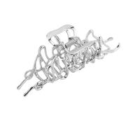 DRESSOOS Irregular Silver Metal Hair Clamp Barrette for Thick and Thin Hair Toothed Hairpin Clip with Strong Hold Elegant Vintage Style for Women
