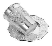 DRESSOOS Kiddush Cup Shabbat Blessing Cup Engraved Zinc Alloy Goblet with Saucer Sturdy Quality Unique Design for Shabbat and Occasions