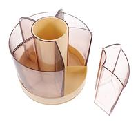 DRESSOOS Makeup Brush Organizer Compartments Multi-functional Cosmetic Storage Box for Vanity Rotating Design Lemon for Home and Makeup Room Use