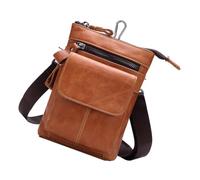 DRESSOOS Men’s Leather Zipper Waist Bag Multi-function Storage Pouch Crossbody Phone and Money Pouch Outdoor Business Single-shoulder Bag for Travel and Daily Use