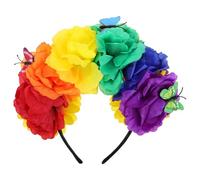 DRESSOOS Mexican Floral Headband Day of Dead Halloween Costume Accessory Boho Hair Band for Women Girls Mexican Flowers Crown Headpiece Party Festival Wear