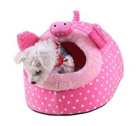 DRESSOOS Mini PET Bed House for Hamsters Hedgehogs and Small Animals - Soft Cotton Cushion in Pink Pig Design Warm Comfortable Nest for Cage Use Size L