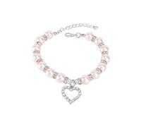 DRESSOOS Pearl Cat Dog Necklace Pet Jewelry Heart Shape Fashionable Bling for Birthday Wedding Holiday