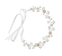 DRESSOOS Pearl Headband Wedding Bridal Hair Accessories Adjustable Flower Hairpin for Lady Women Special Occasion