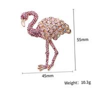 DRESSOOS Pink Crystal Flamingo Brooch Pin Elegant Alloy Dress Clip Accessory for Women Party Wedding Multi-purpose Ornament for Sweaters Jackets Handbags
