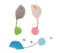 DRESSOOS Plush Mouse Toys for Cats Interactive Chew Toy Set Bell Ideal for Indoor Play and Cognitive Enhancement