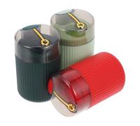 DRESSOOS Pop-up Toothpick Dispenser Box Set of 3 Portable Plastic Toothpick Holder with Press-release Mechanism in Dark Green Light Green and Red