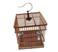 DRESSOOS Portable Bamboo Bird Cage for Parakeets and Cockatiels Handmade Small Travel Aviary with Detachable Feeders Carbonized Purple Finish for Goldfinches and Zosterops Easy to Clean for