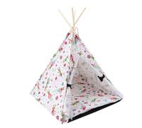 DRESSOOS Portable Pet Tent Washable Pet House Detachable Cushion Wooden Frame Small Triangular Dog House 43x43x53cm Cozy Indoor for Dogs and Cats