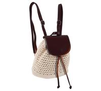 DRESSOOS Purse Festival Women for Design with Knit Pu Boho Hollow Backpack, Large Capacity Brown Polyester Crochet Bag Season Decor and Graduation School Casual Outings