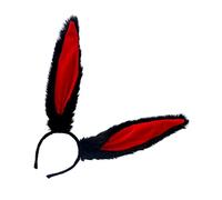 DRESSOOS Rabbit Ear Headband 33cm Cosplay Bunny Ears Hair Accessories for Festivals and Parties Black Fur Red Lining for Women and Girls