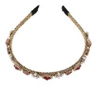 DRESSOOS Red Pearl Rhinestone Hair Hoop Headband for Women Ladies, Chic Delicate Headwear with Thin Edge Wire Design, Suitable for Daily Wearing and Creating Beautiful Hairstyles