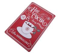DRESSOOS Red Tinplate Christmas Wall Art Adornment with Vintage Hot Cocoa Design, Festive Decorative Wall Pendant for Indoor Christmas and Restaurant Decoration
