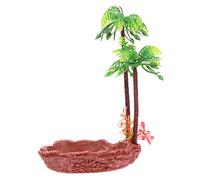 DRESSOOS Reptile Water Dish with Coconut Tree Design Reptile Bowl for Tortoise Lizard Snake Feeding and Hydration Safe Smooth Surface Habitat Matching