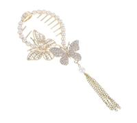 DRESSOOS Rhinestone Butterfly Ponytail Claw Clips with Tassel Design Elegant Hair Barrettes for Women and Strong Hold Hair Accessories for Weddings and Special Occasions