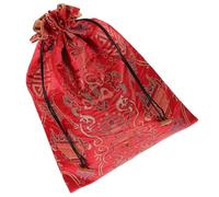 DRESSOOS Silk Drawstring Bag Small Jewelry Pouch for Wedding Party Favor Guests Premium Red Storage Pouch with Random Chinese Style Patterns for Candies Chocolates and