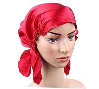 DRESSOOS Silk Maternal Cap for Women Comfortable Dark Red Sleeping Hat for Hair and Chemotherapy for Sleeping Makeup and Face Washing