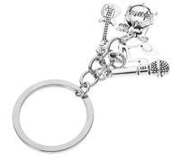 DRESSOOS Silver Alloy Bass Guitar and Music Note Pendant Keychain with Unique Design, Easy to Carry and Store, for Bag Decoration and Car Keys