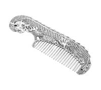 DRESSOOS Silver Comb Dragon and Phoenix Playing Pearl Hand Carved Antique Comb for Hair Styling and Scalp Massage Portable Retro Decor