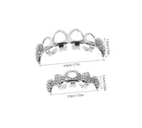 DRESSOOS Silver Hollow Out Vampire Fangs Grill Teeth Copper Rhinestone Hip Hop Tooth Jewelry for Men Cosplay Halloween Party Accessories
