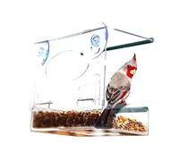 DRESSOOS Suction Cup Feeder for Birds Acrylic Window Bird Feeder Removable Tray and Drain Holes Strong Suction