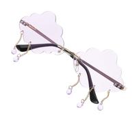 DRESSOOS Sunglasses Guard Eyes from Sunlight for Women and PC Material Cloud Shaped Rimless Stylish Fun Sunglasses for Travel and Cosplay Events