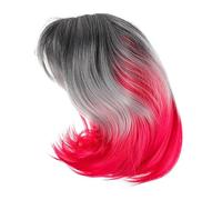 DRESSOOS Synthetic Bob Wig Bangs Gray Gradient Women Wig Headgear for Daily Party Use