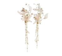 DRESSOOS Ts742 Pink 2pcs Chinese Style Fairy Pleated Tulle Hair Clips Barrettes Set for Hair Decoration and Costume Accessory