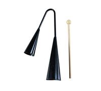 DRESSOOS Two Tone Agogo Bell Toy with Wooden Stick Traditional Musical Instrument for Boy Girl Durable Handheld Percussion for Early Education and Latin Music Black