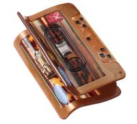 DRESSOOS Vintage Cassette Tape and Shark Shape Design Acetate Hair Claw Clips in Coffee Colour with Strong Hold and Deformation Resistance for Back of Head Use by Music Lovers