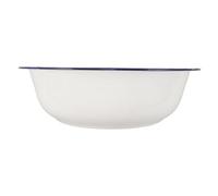 DRESSOOS Vintage Enamelware Foot Bath Basin 32cm White with Blue Rim Multifunctional Use Easy to Clean Retro Enamel Design for Spa Foot Soak