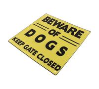DRESSOOS Vintage Garden Dog Warning Sign, Yellow Iron Sheet, Rust-resistant and Easy to See from A Distance, for Yard Use and Outdoor Decoration