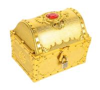 DRESSOOS Vintage Pirate Treasure Chest Box with Lock for Boys and Large Plastic Storage Container for Gems Coins Small Creative Roleplay Prop for Organizing Treasures and Playtime Fun