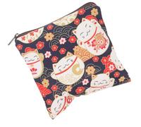 DRESSOOS Waterproof Sanitary Napkin Storage Bag, Cute Cartoon Pattern Blue Cat Period Pouch with Zipper, Compact Reusable Menstrual Pad Holder for Travel and Daily Use