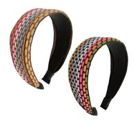 DRESSOOS Wide Rainbow Colour Cloth Headbands with Easy to Put and Take off Design 2pcs Decorative Anti-skid Hair Accessories for Hairstyle Making and Daily Use