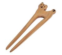 DRESSOOS Wooden Hair Sticks for Women Retro Bun Hair Holder Polished Surface Tiger Zodiac Design