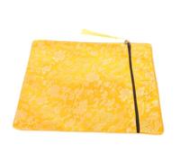 DRESSOOS Yellow Fabric Scripture Storage Bag with Handle Buddhist Texts Organizer Capacity Pocket for Books Documents Prayer Beads and Pen Holder Portable Religious Document Pouch