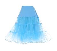 DRESSTELLS 50s Petticoat Skirts, Women Vintage Tutu Underkirt, Party Pinup Rockabilly Midi Audrey Hepburn Crinoline, Puffy Tulle Half Slip Blue XL