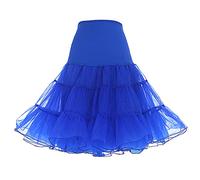 DRESSTELLS 50s Petticoat Skirts, Women Vintage Tutu Underkirt, Party Pinup Rockabilly Midi Audrey Hepburn Crinoline, Puffy Tulle Half Slip Royal Blue M
