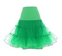 DRESSTELLS 50s Petticoat Skirts, Women Vintage Tutu Underkirt, Party Pinup Rockabilly Midi Audrey Hepburn Crinoline, Puffy Tulle Half Slip Green S